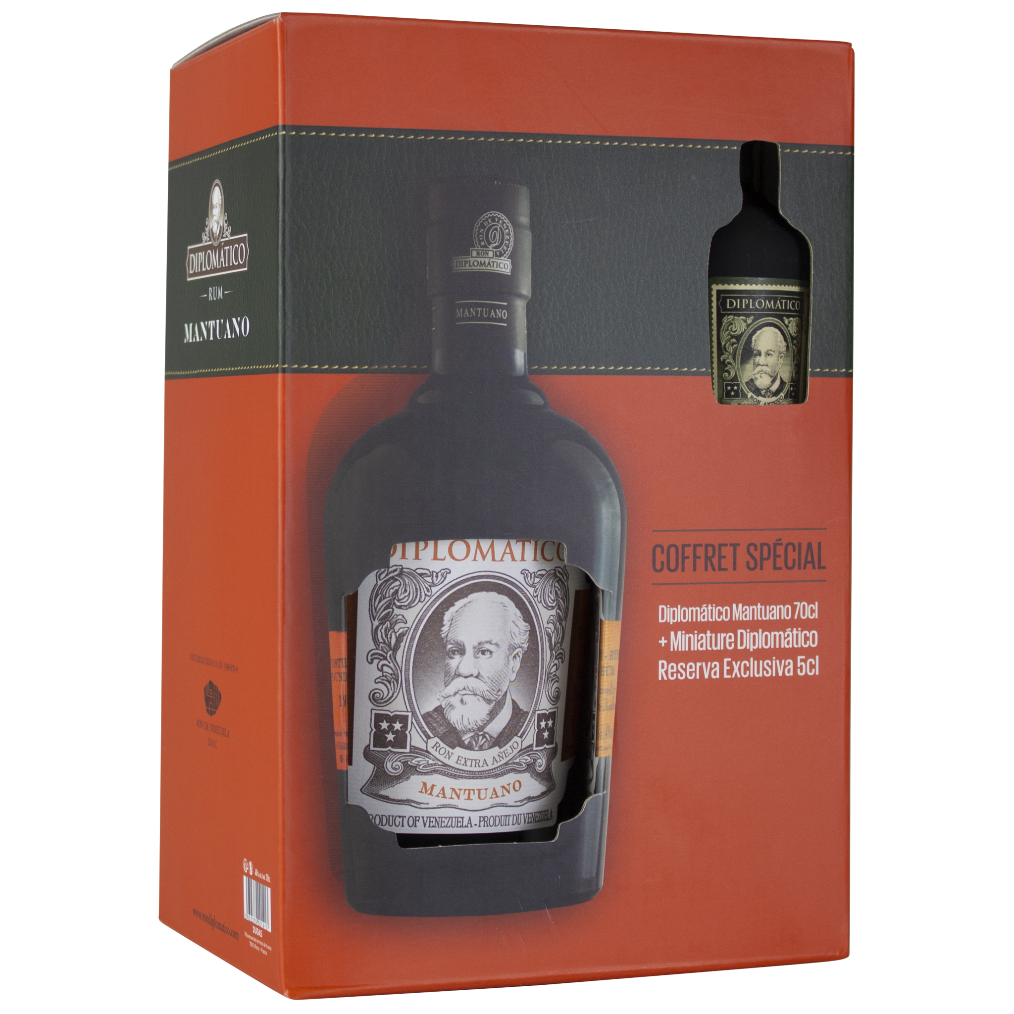 DIPLOMATICO Coffret rhum Mantuano 40% coffret avec mignonette 75cl pas cher  