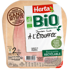 HERTA Bio Jambon cuit à l'étouffé sans nitrite sans couenne 2 tranches 60g