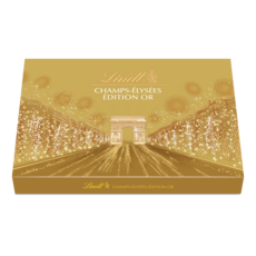 LINDT Champs-Elysées Edition Or Assortiment de chocolats au lait noir et blanc fourrés 44 pièces 468g