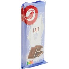 AUCHAN Tablette de chocolat au lait coeur de lait 2x100g