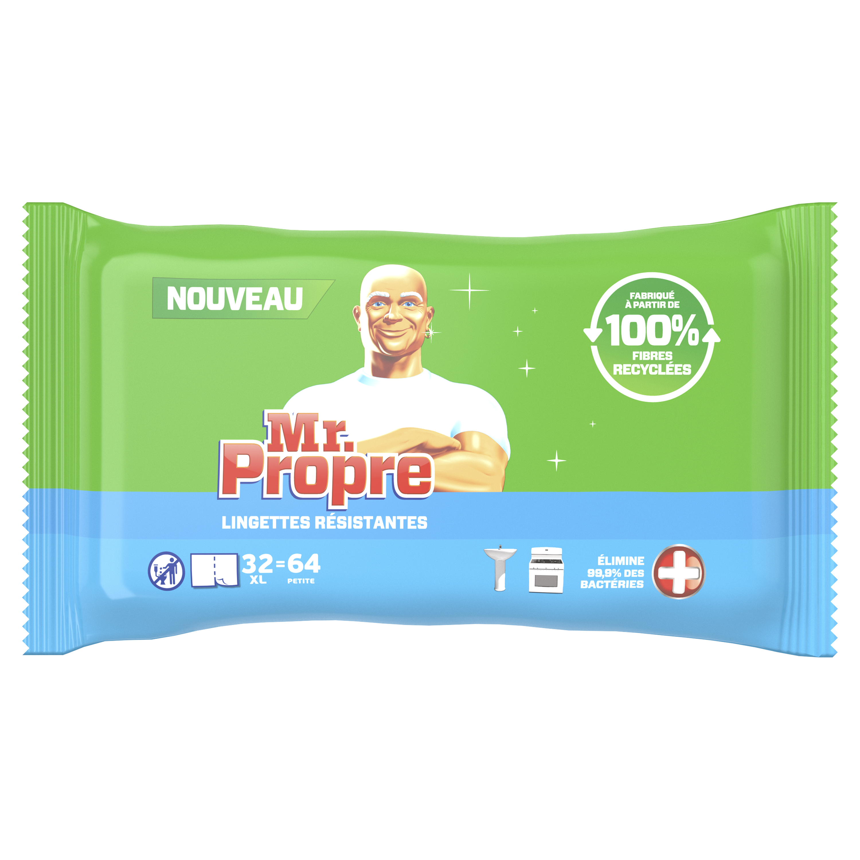 LINGETTES HUMIDES ANTIBACTÉRIENNES (PAR 100)