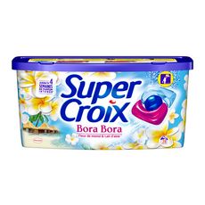 SUPER CROIX Capsules de lessive Bora Bora fleurs de monoï et lait d'aloé  28 lavages 28 capsules