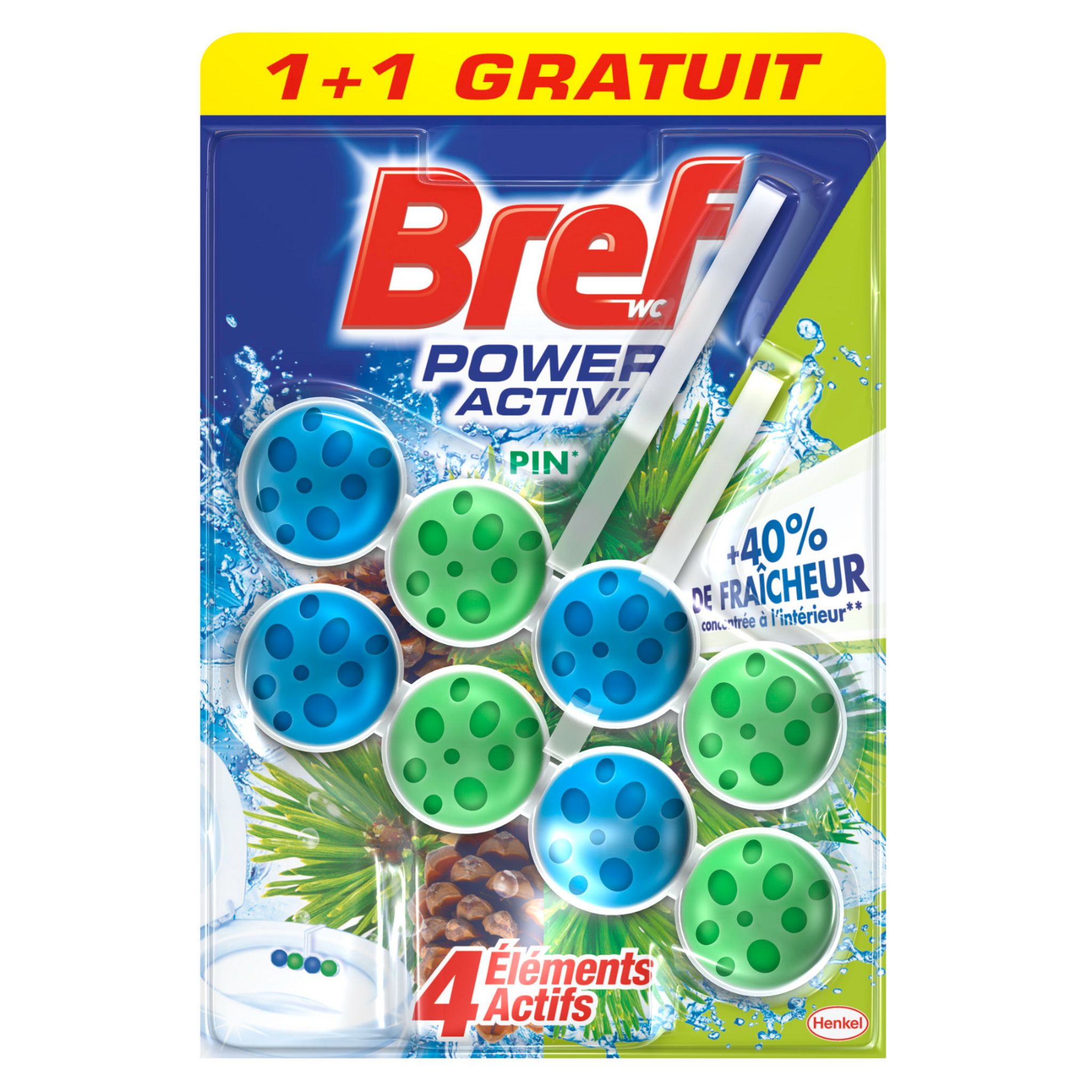 Bloc WC Power Actif fleur pin BREF WC : les 3 blocs de 50 g à Prix Carrefour