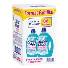 SUPER CROIX Lessive liquide Bora Bora fleur de monoï & lait d'aloé 86 lavages 2x2,15l