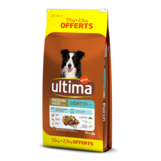 ULTIMA Ultima Croquettes pour chien medium maxi light  7,5kg +2,5kg offerts