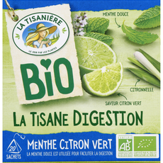 LA TISANIERE Infusion bio la tisane digestion, menthe citron vert 20 sachets 30g