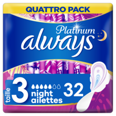 ALWAYS Platinum Serviettes hygiéniques nuit T3 32 serviettes