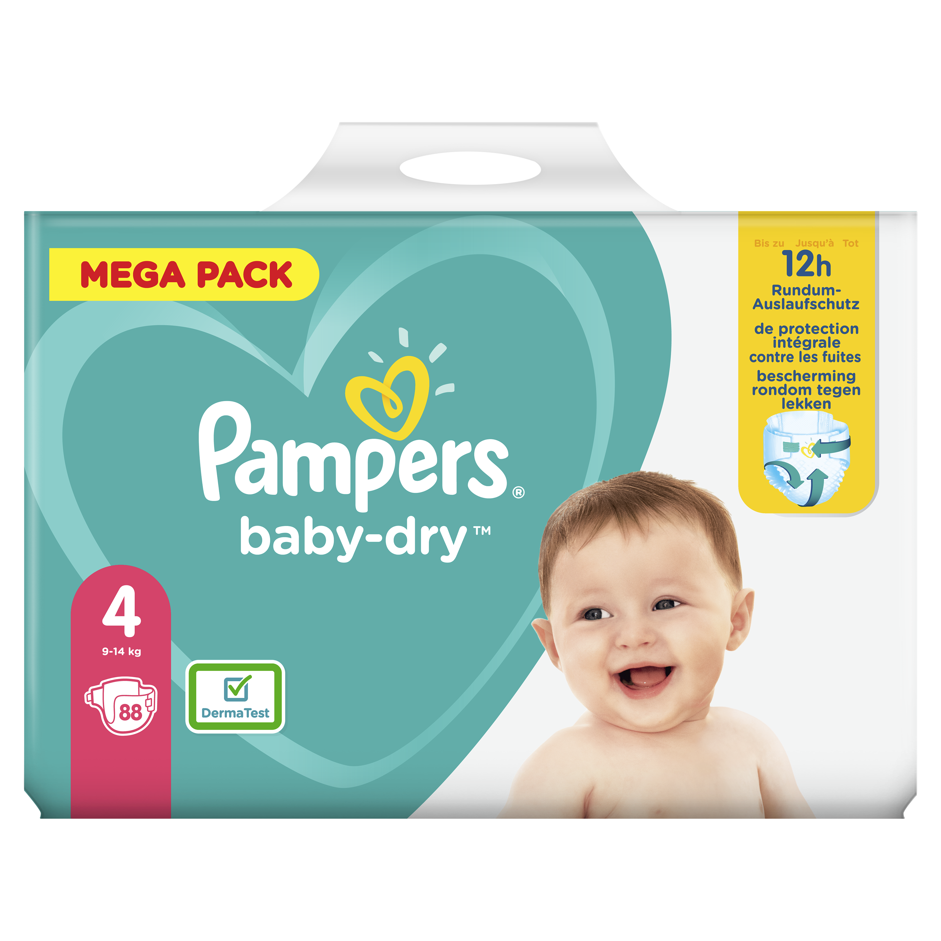 PAMPERS Baby-dry couches taille 4 (9 à 14kg) 88 couches pas cher