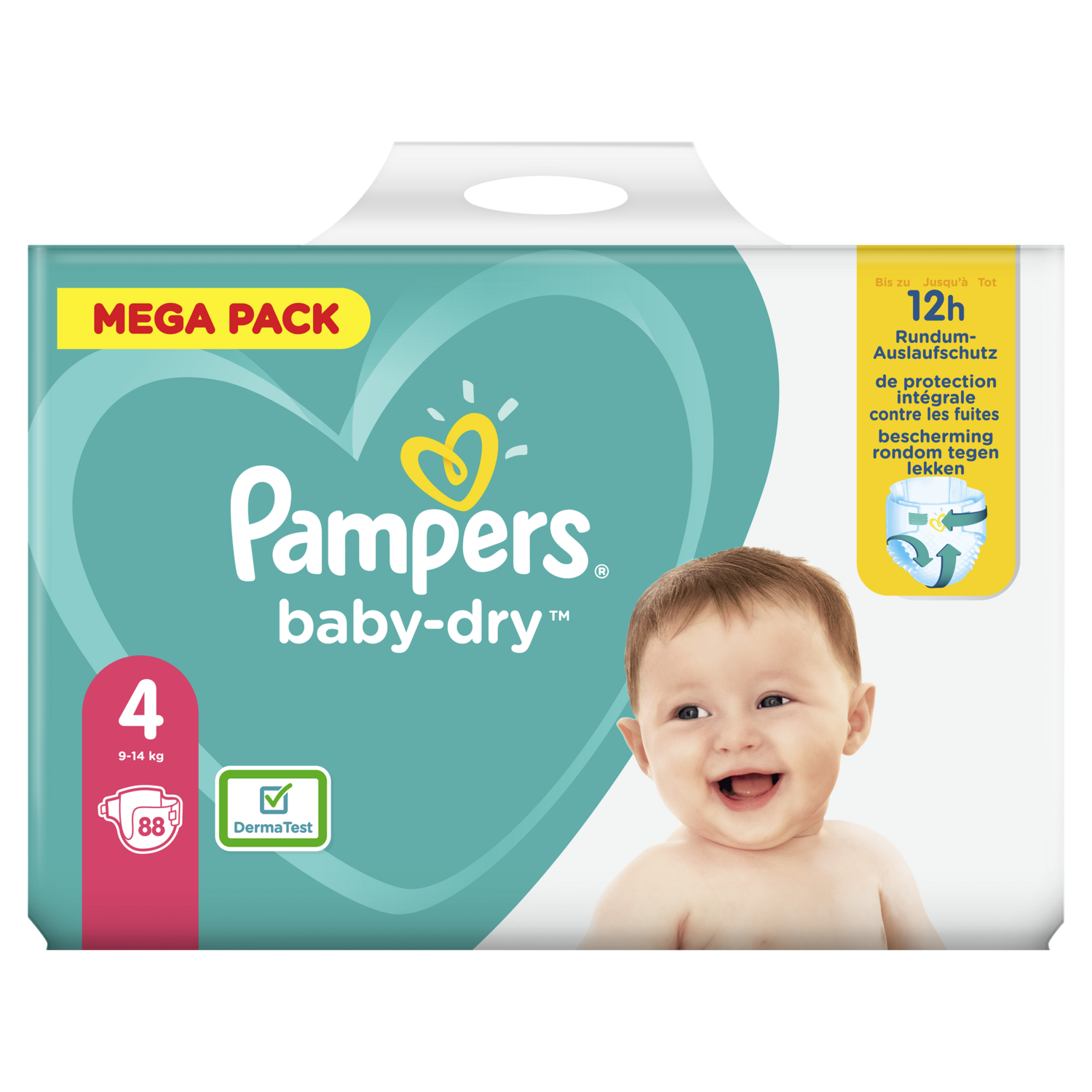 Pampers Couches Taille 4+ (10-15 kg), Baby-Dry, 152 Couches Bébé