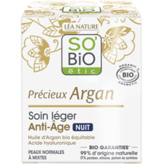 SO BIO ETIC Soin léger anti-âge nuit à l'huile d'argan bio équitable peaux normales à mixtes 50ml