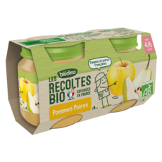 Bledina Les Recoltes Bio Puree Pomme Poire Pour Bebe Des 4 Mois 2x130g Pas Cher A Prix Auchan