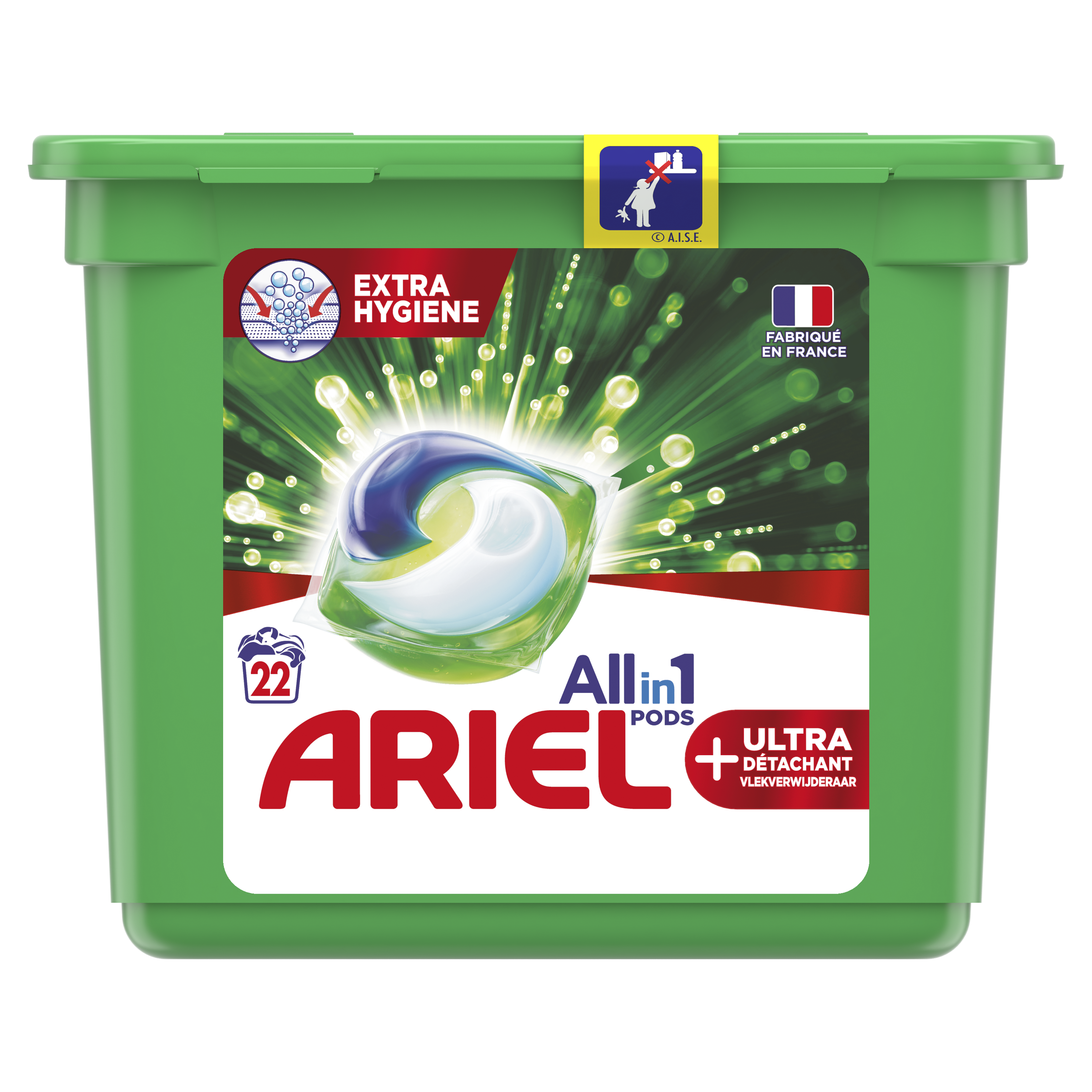 Lessive all in 1 pods rosée du matin, Ariel (20 doses)