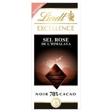 LINDT Excellence Tablette de chocolat noir 70% au sel rose de l'Himalaya 100g