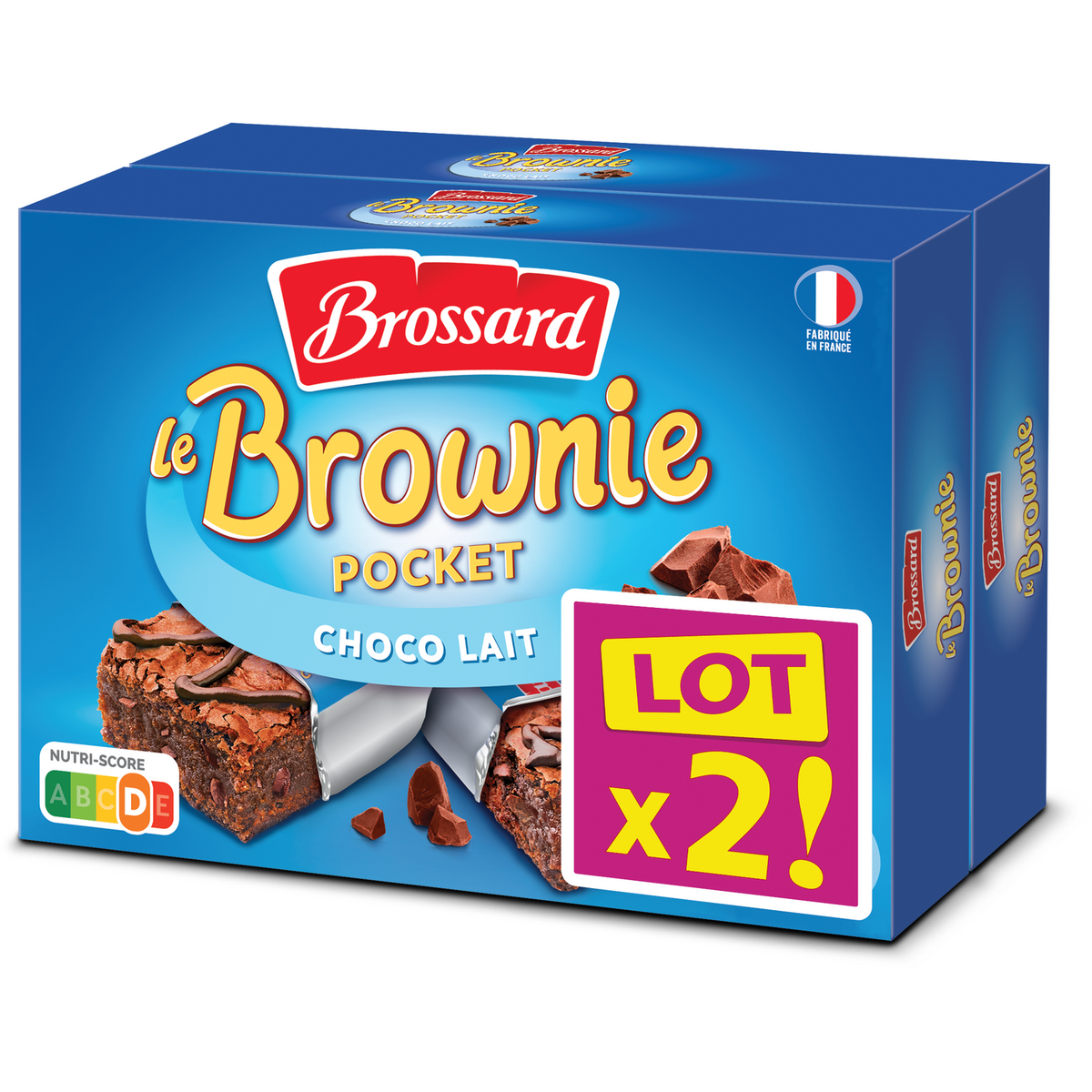 BROSSARD Le Brownie Pocket au chocolat au lait 2x8 pièces  480g