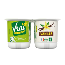 VRAI Yaourt bio à la vanille au lait de vache 4x125g
