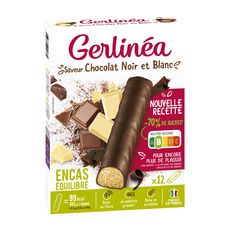 GERLINEA Barres saveur chocolat noir et blanc riches en protéines 12x31g 372g