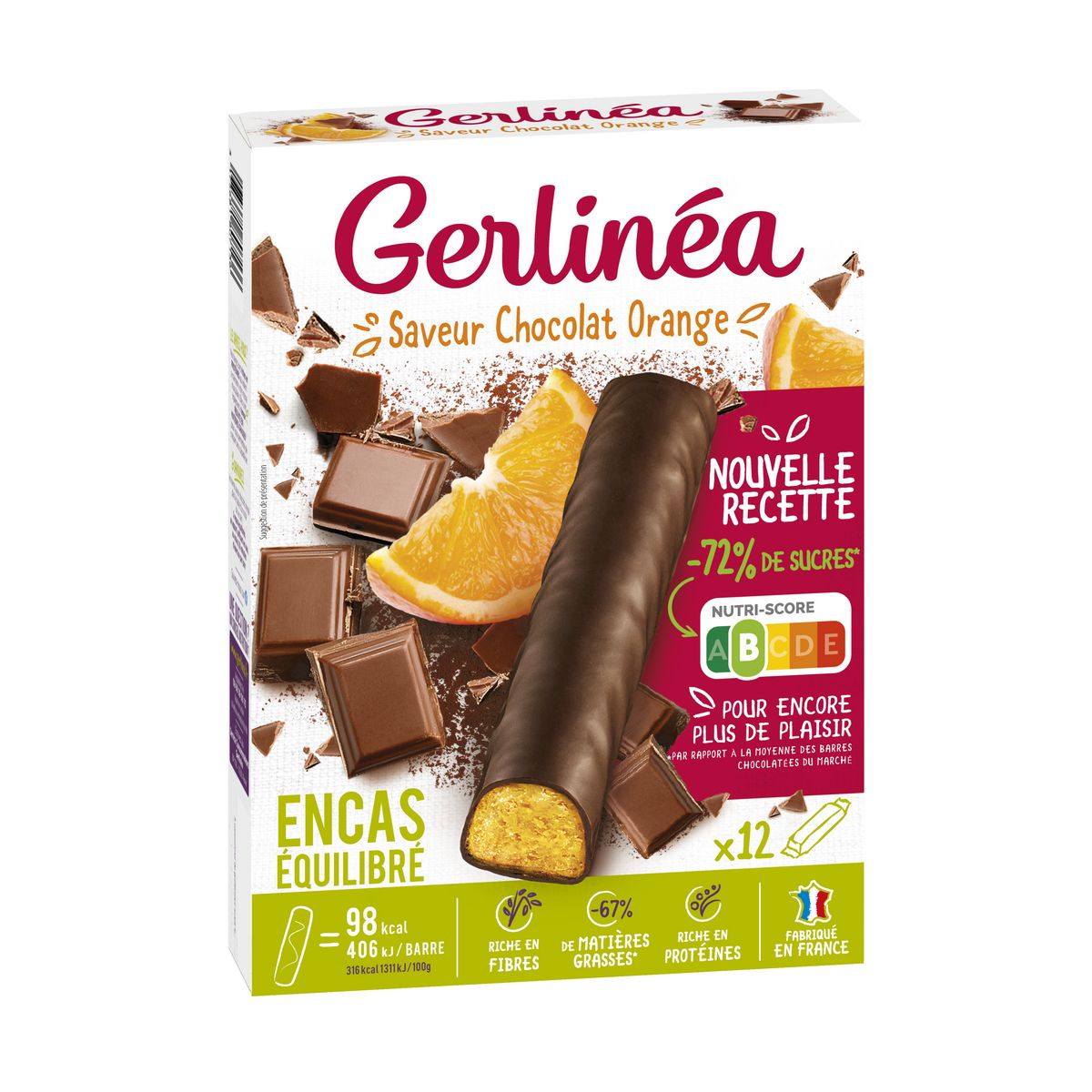 Barre De Chocolat Pour Pain Au Chocolat Pas Cher GERLINEA Ma pause, barres chocolat orange riches en protéines, sachets