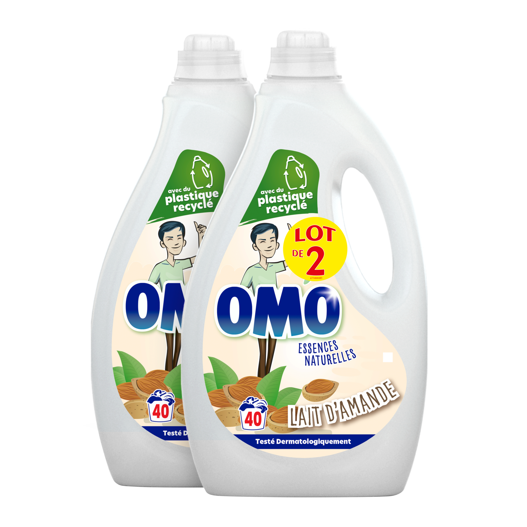 OMO Lessive liquide au lait d'amande 80 lavages 2x2l pas cher 