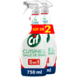CIF Spray nettoyant 5 en 1 cuisine et salle de bain 2x750ml