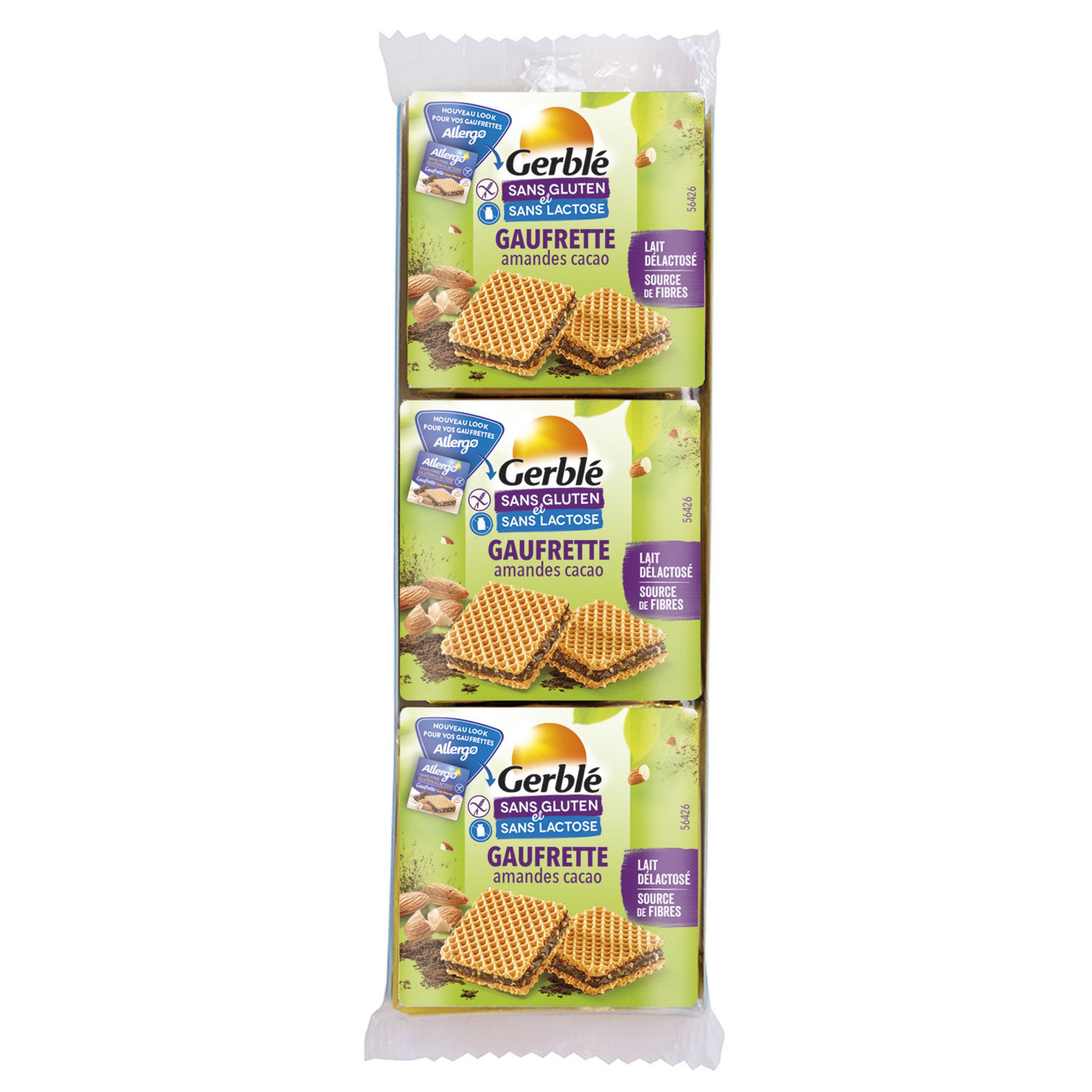 GERBLE Biscuits gaufrette amande cacao sans gluten sans lactose