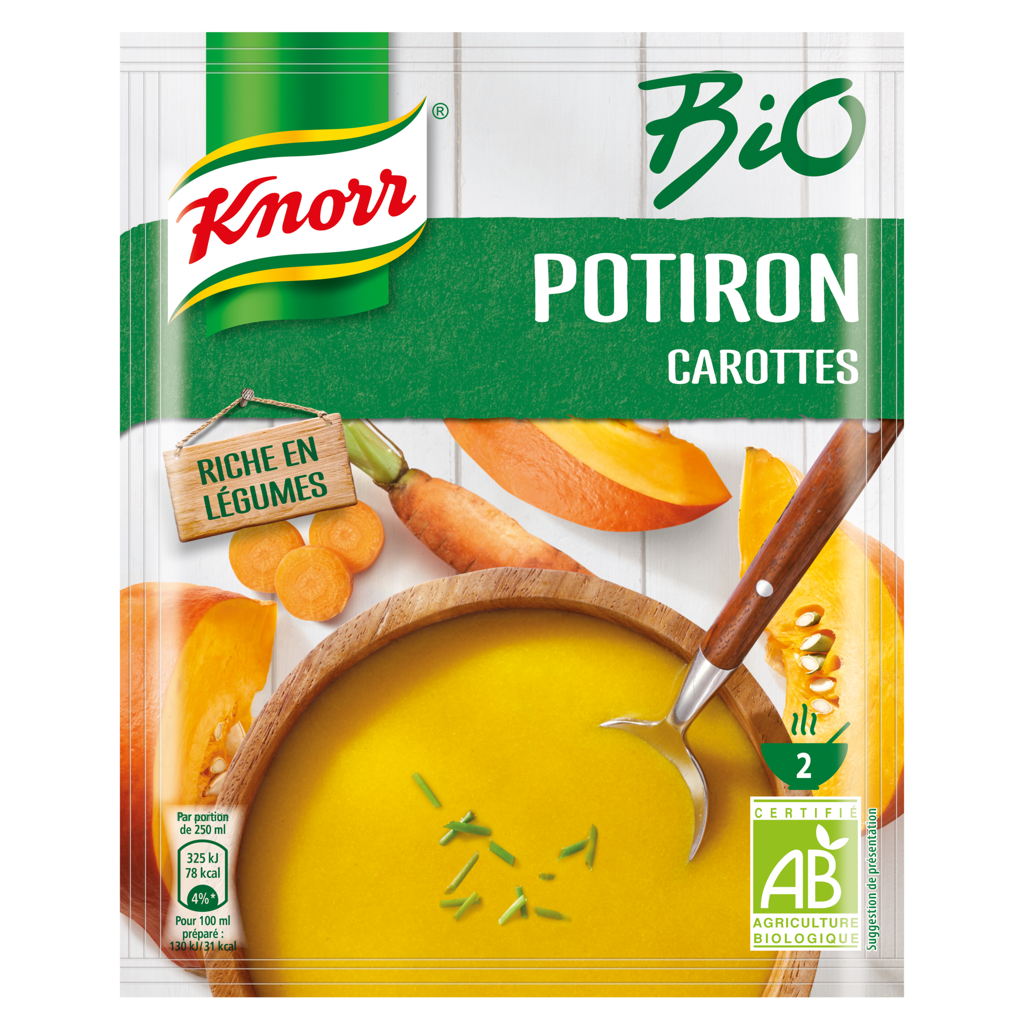 KNORR Soupe bio déshydratée légumes du potager 2 personnes 1l pas