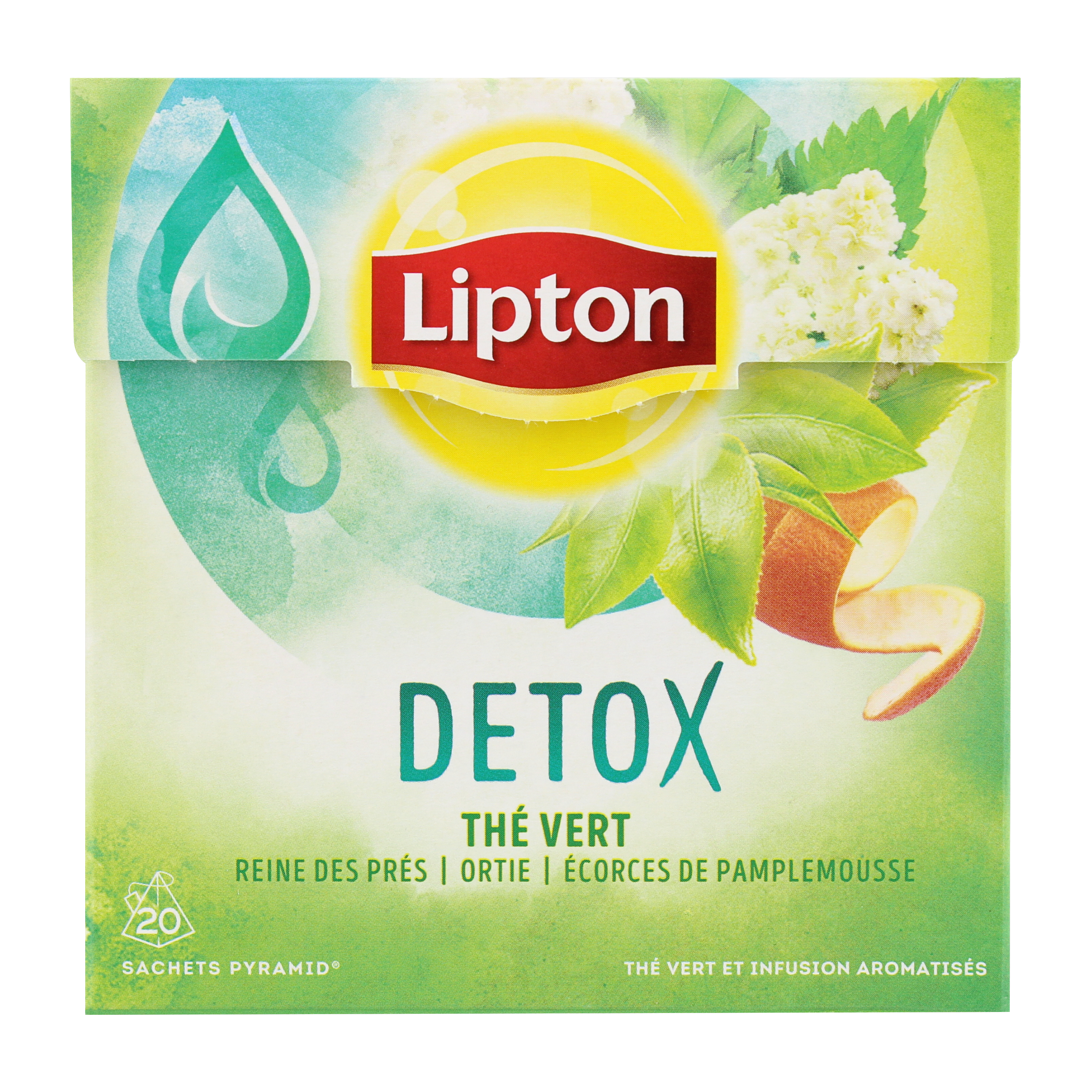 LIPTON Thé vert détox 20 sachets 36g pas cher 