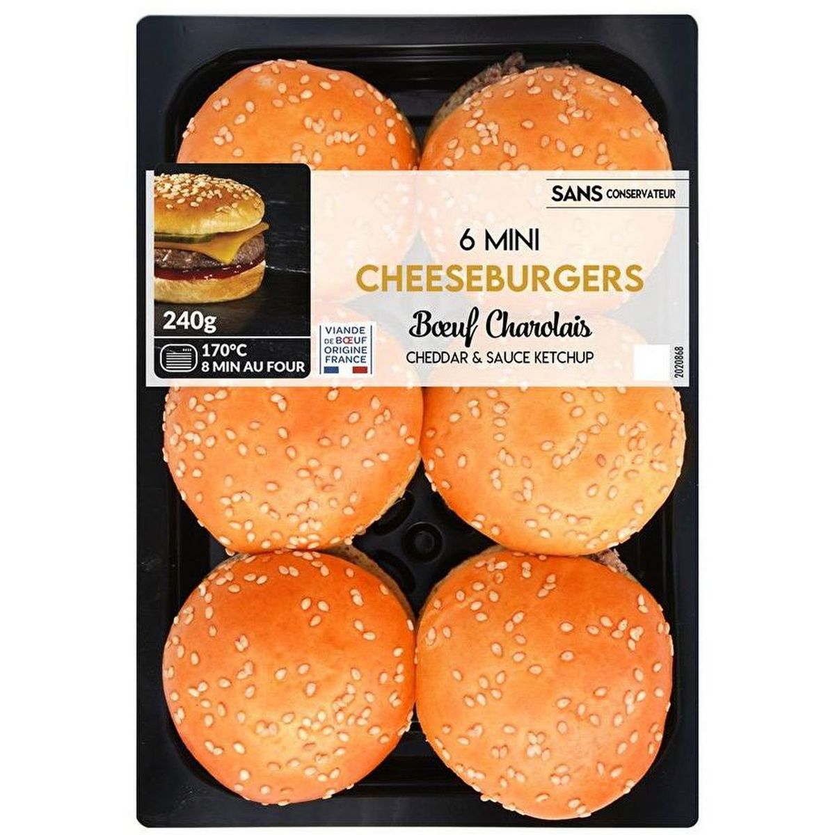 MIX Mini cheeseburgers bœuf charolais 6 pièces 240g