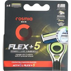 COSMIA MEN Flex+5 recharge 5 lames compatible rasoirs Activ3 et Flex+5 4 recharges