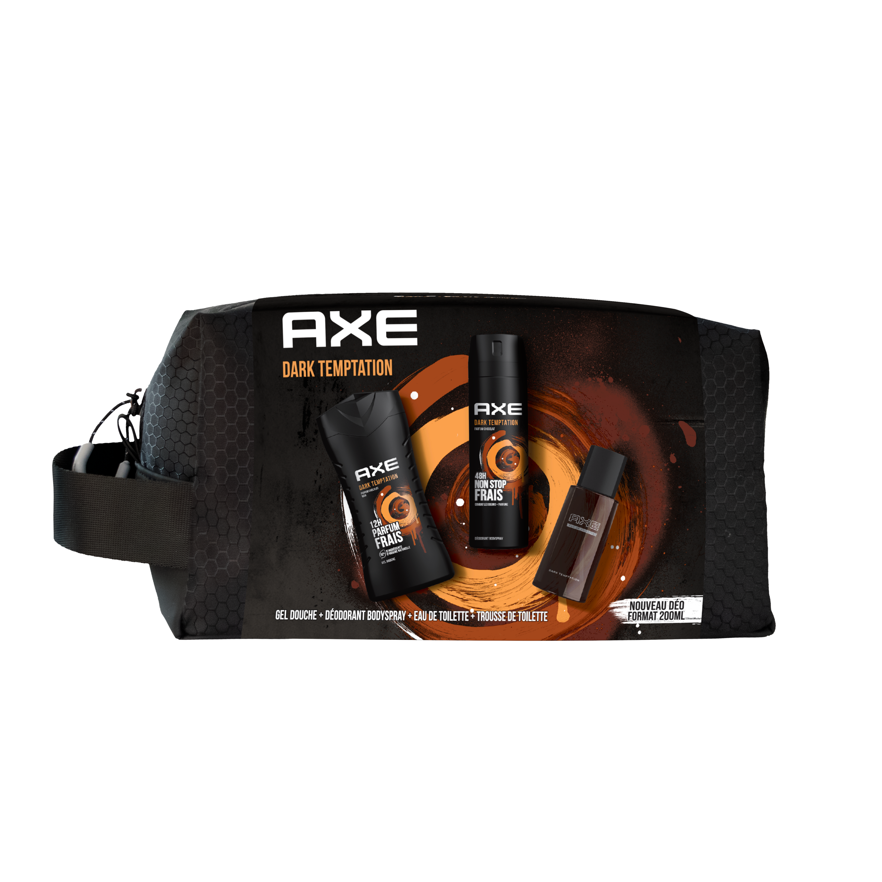 AXE Trousse Dark Temptation Homme eau de toilette gel douche et déodorant 3  produits 1 trousse pas cher 