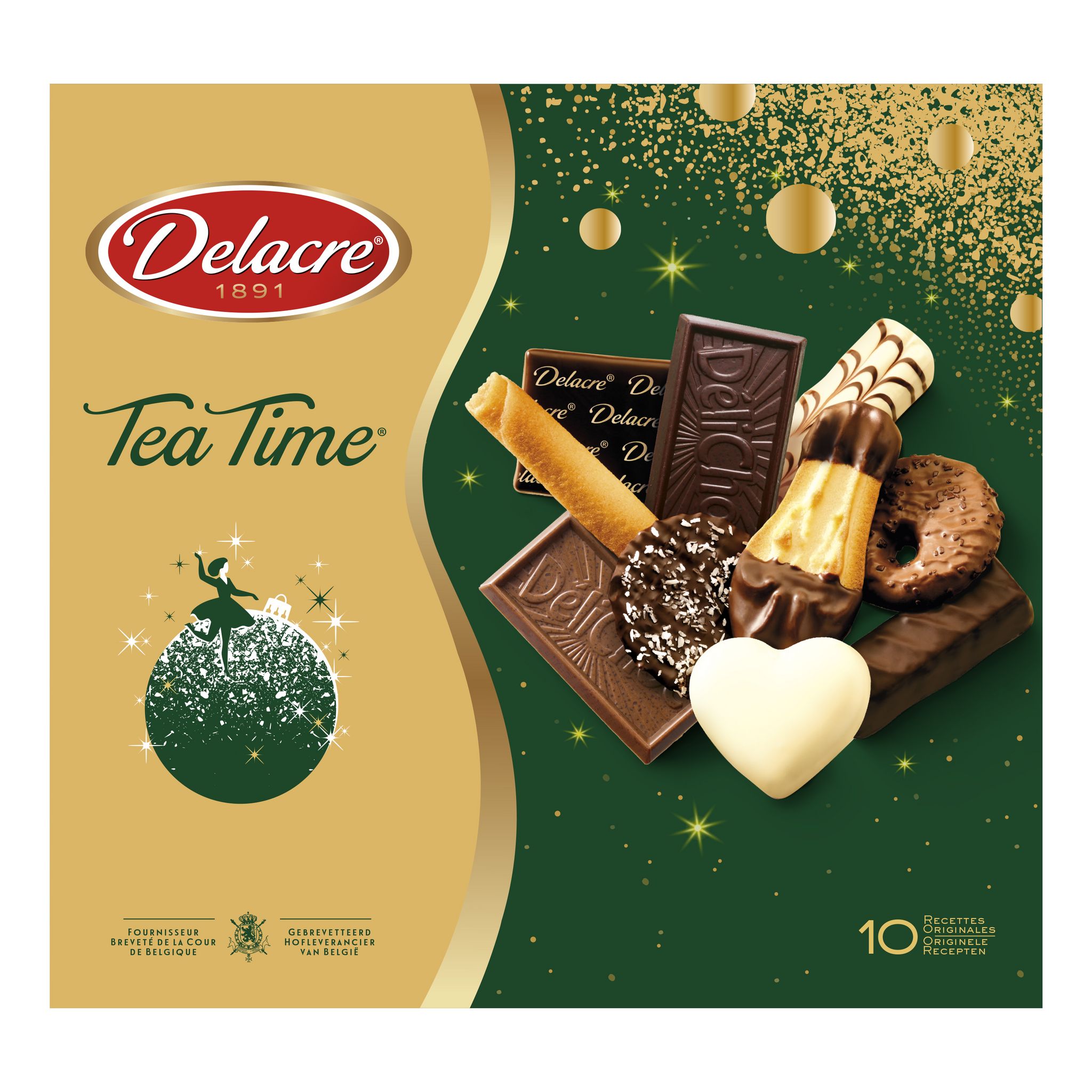 Delacre Tea Time Assortiment Biscuits Secs Natures Et Chocolat 250g 