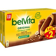 BELVITA Biscuits petit-déjeuner tartiné goût chocolat noisette sachets fraîcheur 2x250g