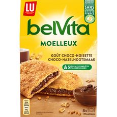 BELVITA Biscuits petit-déjeuner moelleux cœur chocolat noisette, sachets individuel 5 biscuits 250g