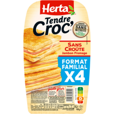 HERTA Tendre Croc' sans croûte jambon et fromage  4 pièces 400g