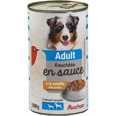 AUCHAN Adult boîte bouchées en sauce à la volaille pour chien 1,2kg