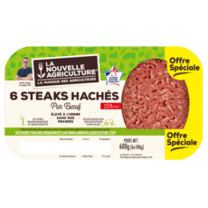 LA NOUVELLE AGRICULTURE Steaks hachés pur bœuf 15%MG 6x100g
