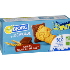 BJORG Les P'tits Curieux Biscuits bio aux céréales nappés de chocolat au lait 192g
