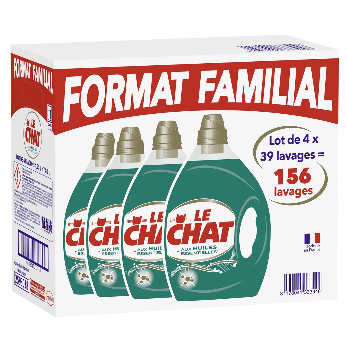 Le Chat Lessive Liquide Aux Huiles Essentielles 4x39 Lavages 4x1 95l Pas Cher A Prix Auchan