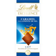 LINDT Excellence tablette de chocolat au lait et éclats de caramel pointe de sel 1 tablette 100g
