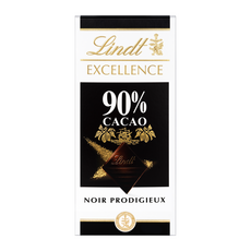 LINDT Excellence tablette de chocolat noir dégustation prodigieux 90% 100g