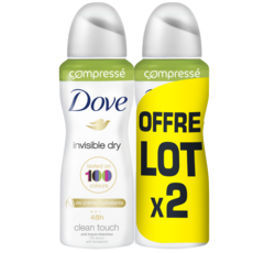DOVE Invisible Dry déodorant spray compressé anti-transpirant 48h 2x100ml