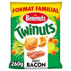 Twinuts cacahuètes enrobées goût bacon format familial 260g