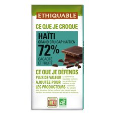 ETHIQUABLE Tablette de chocolat noir bio 72% cacao Haïti grand cru 1 pièce 100g