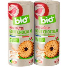 AUCHAN BIO Biscuits fourrés goût chocolat issus de l'agriculture biologique 2 paquets de 260g