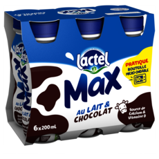 LACTEL Max Boisson lactée aromatisée au chocolat 6x20cl