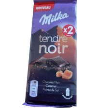 MILKA Tablette de chocolat noir caramel pointe de sel 2x85g
