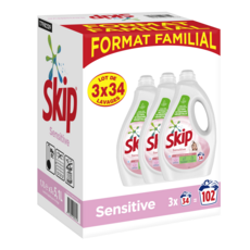 SKIP Lessive liquide sensitive doux pour la peau 3x34 lavages 3x1.7l