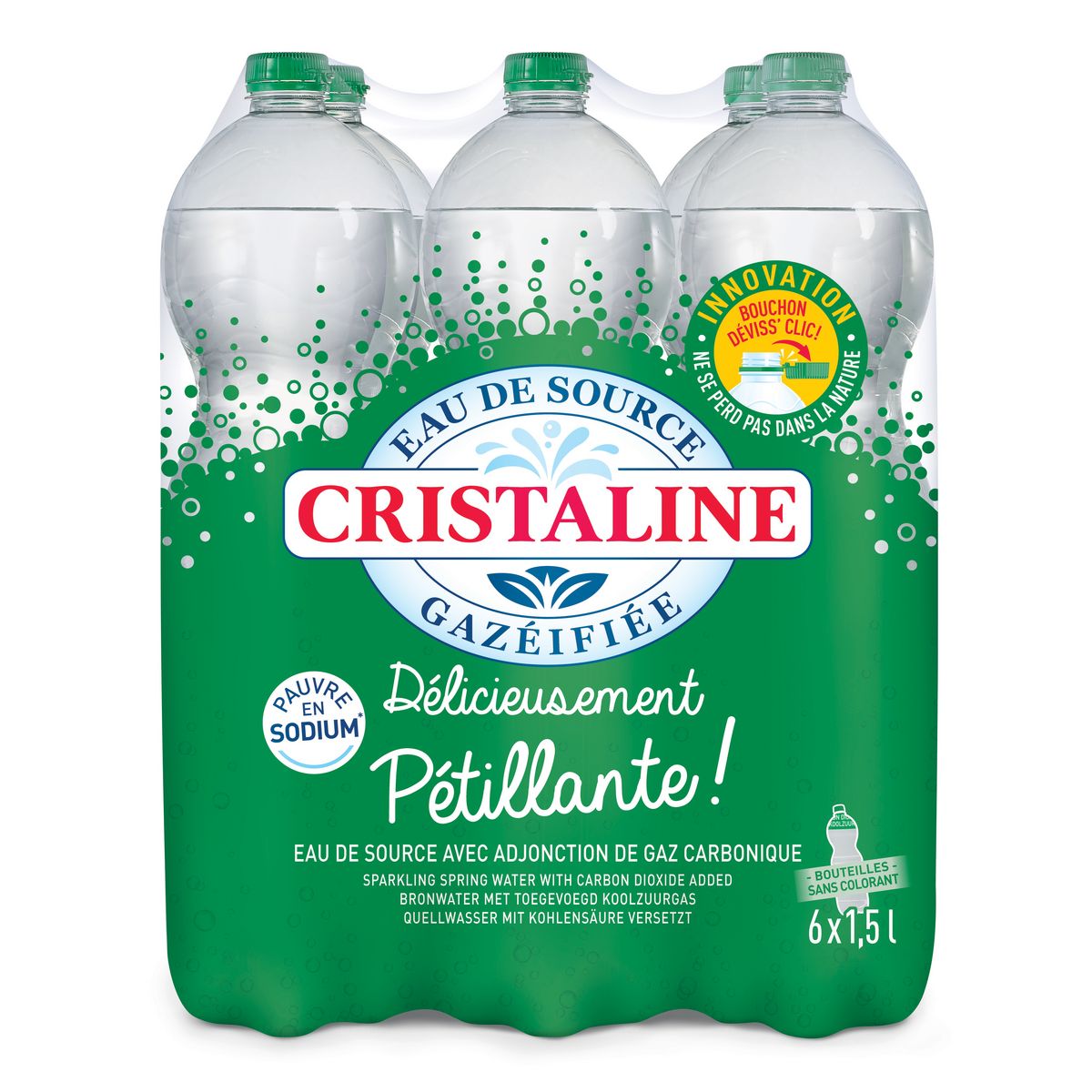 Cristaline Eau De Source Gazeuse 6x1 5l Pas Cher A Prix Auchan