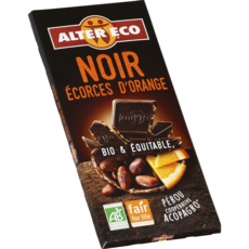 ALTER ECO Tablette de chocolat noir et écorces d'orange bio et équitable Pérou 1 pièce 100g