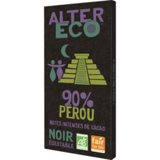 ALTER ECO Tablette de chocolat noir bio et équitable du Pérou 90% 1 pièce 100g