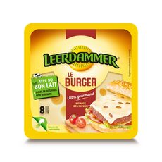 LEERDAMMER Le Burger Fromage pour hamburger 8 tranches 150g